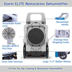 Storm ELITE Dehumidifier | 125 Pint High Capacity Restoration Dehumidifier(Storm Elite 125ppd Restoration Dehumidifier) 18 Storm ELITE Dehumidifier | 125 Pint High Capacity Restoration Dehumidifier(Storm Elite 125ppd Restoration Dehumidifier) -Pure n Natural storm elite dehumidifier 125 pint high capacity restoration dehumidifier pure n natural systems 765389